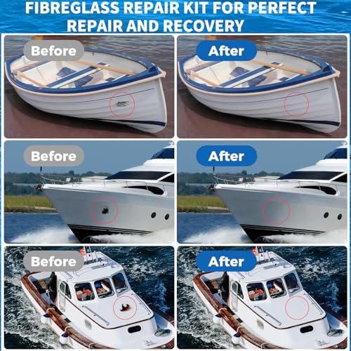 Marine Fiberglass Repair Kit for Boats - Gel Coat, Epoxy Filler & Color Pastes