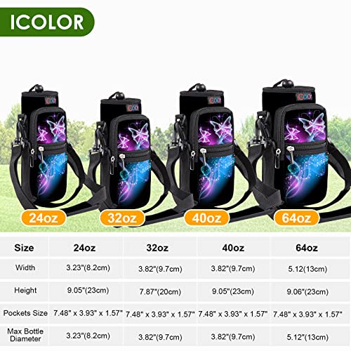 Insulated Water Bottle Carrier Bag with Phone Pocket and Adjustable Strap 25/32/40/64 oz