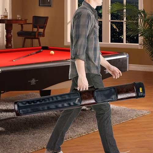 Brown Pool Cue Case 2x3 Hard Stick Carrying Case for Billiards