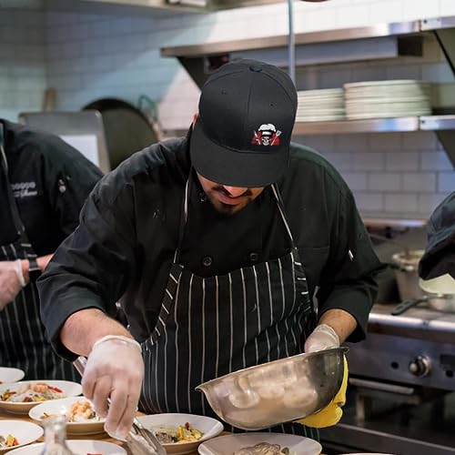 Men's Flat Bill Snapback Hat - Black Baseball Cap with Adjustable Strap - Chef Themed 2