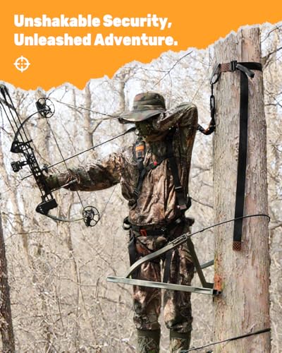 Heavy-Duty Tree Stand Harness Strap Black - Quick-Connect Hunting Safety Gear