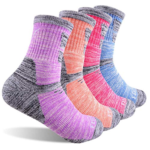 FEIDEER Women's Hiking Walking Running Socks, Multi-Pack Outdoor Recreation Socks Wicking Cushion Crew Socks