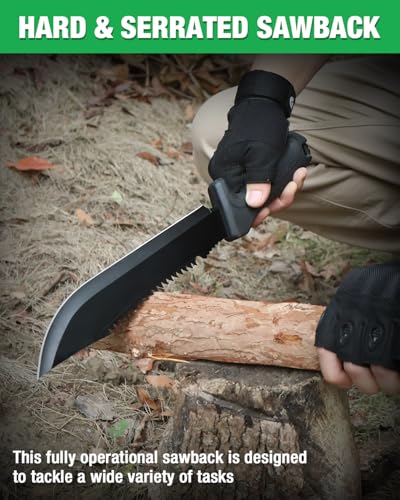 16-Inch Heavy Duty Machete with Saw and Sheath - Outdoor Camping & Hunting Tool