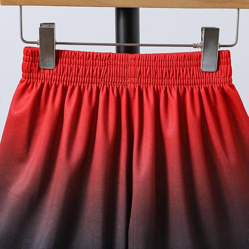 Basketball Jersey Gradient Uniform Set for Kids Boys 6-16Y - Red, 6 Years