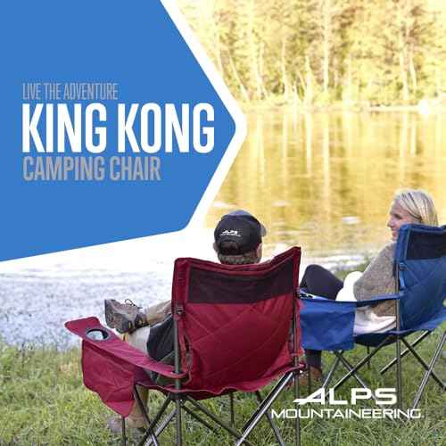 ALPS Mountaineering King Kong Camping Chairs for Adults with Mesh Cup Holders and Pockets, Built Durable and Reliable with Compact Foldable Steel Frame, Charcoal/Citrus