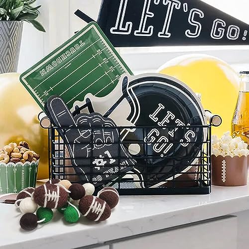 Football Felt Ball Garland - Rugby Pom Poms Banner 23 Balls - Party Decor