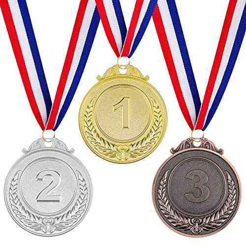 Award Medals 1st 2nd 3rd (Gold, Silver, Bronze) Metal Style Winner with Neck Ribbon, 2 Inches