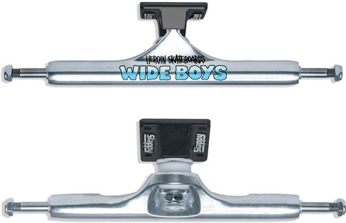 Slappy x Heroin Skateboard Trucks ST1 Hollow Wide Boys 11.0" Silver/Black Pair