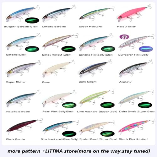 Saltwater Jerkbait Crankbait Surf Minnow 110mm - Metallic Sardine Super Glow Pink Belly