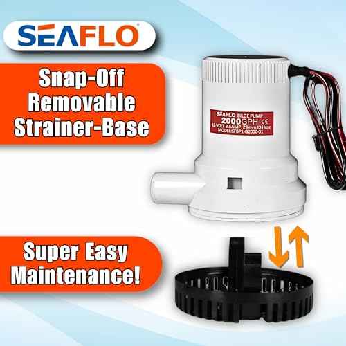SEAFLO 01 Series 2000 GPH Bilge Pump ? 12V, 1-1/8" Outlet, Marine Submersible Pump with Anti-Airlock Protection, CE & Rohs Certified, 4-Year Warranty | Reliable for Boats and Marine Applications