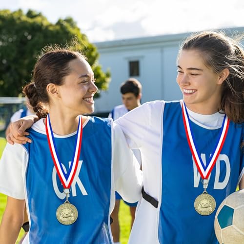 Classic 12 Pcs Participant Award Medals with Neck Ribbons - Bronze