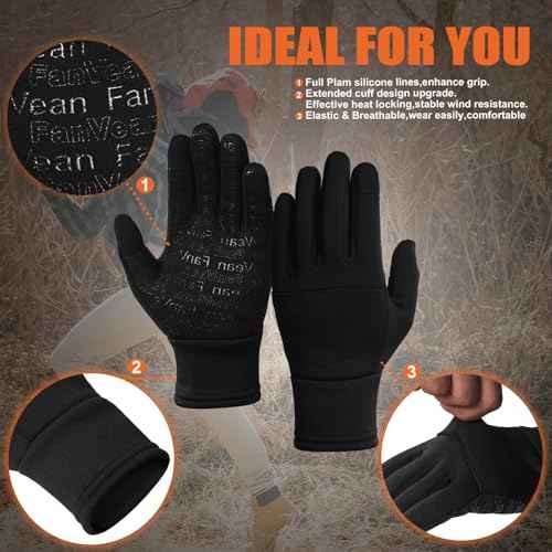 Winter Gloves Men Women Cold Weather: Thermal Waterproof Windprof Touchscreen for Runing Cycling Ski Hiking - Black