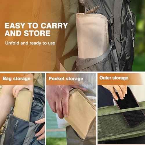 2-in-1 Convertible Backpack Stool - Foldable Seat Transforms to Satchel with Sun Protection Sleeves and Face Mask, Portable Collapsible Chair for Hiking, Camping & Outdoor Events