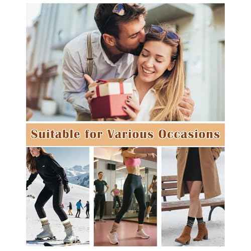 Senker Fashion Wool Socks for Women Men, Stocking Stuffers Gifts for Her Mom Boot Warm Soft Crew Sock for Winter Hiking