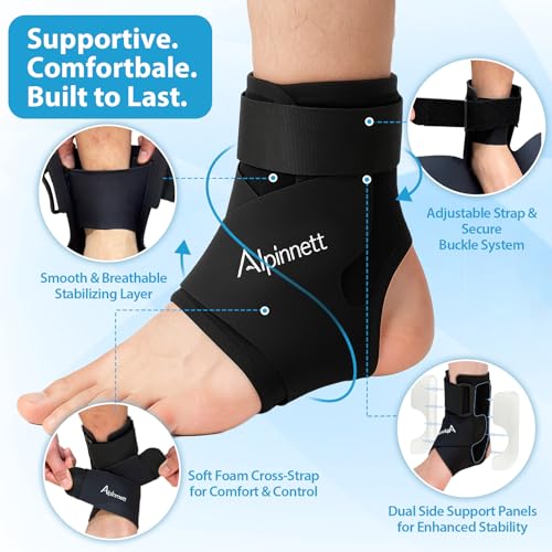 2-Pack Ankle Support Brace for Men & Women, Compression Ankle Wrap with Dual-Sided Stabilizers, Adjustable X-Strap & Open Heel for Sprain Recovery, Joint Stability & Sports Injury Relief