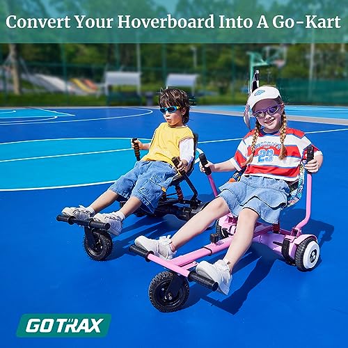 Gotrax Hoverboard Kart Seat Attachment Accessory for 6.5" 8" 8.5" 10" Self Balancing Scooter, Adjustable Frame Length and Handlebar Control Buggy Attachment, Hover Board Go Kart Accessory Kids Adults