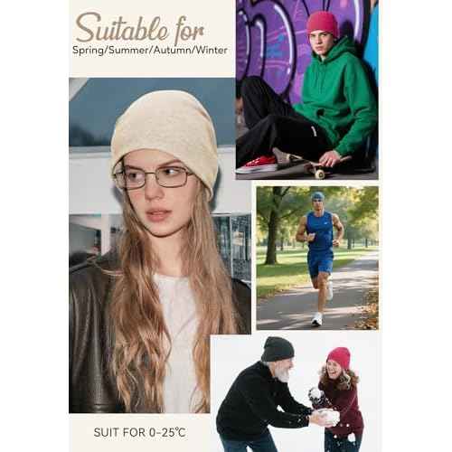 Zando Slouchy Dwarf Beanie Hats for Women Men - Breathable Cozy Cotton Sleep Cap Thin Chemo Headwear for Hip-Pop Halloween