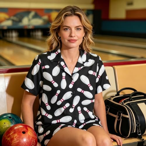 Women’s Bowling Shirts - Short Sleeve Button Down Gift Tee