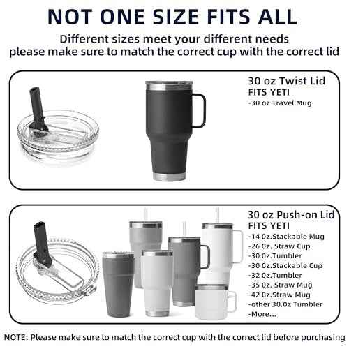 30 oz Tumbler Straw Lid - Stronghold Lid for the YETI Rambler Travel Mugs Only, Replacement Cap BPA Free (30oz Twist Lid)