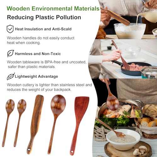 Camping Cooking Cookware Set - Upgraded Camp Kitchen Organizer with Wooden Utensils, Portable Gear for Outdoor Dining Essentials