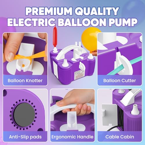 Electric Balloon Pump 4-in-1 with Triple Ports for Balloons, Sports Balls, Inflatable Toys