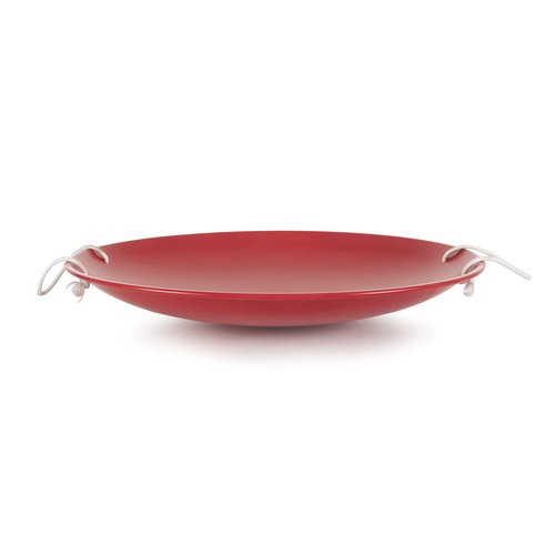 Slippery Racer ProDisc 26 Inch Heavy Duty Aluminum Iron Alloy Metal Kids Winter Saucer Snow Sled with Dual Riveted Soft Grip Rope Handles (RED)