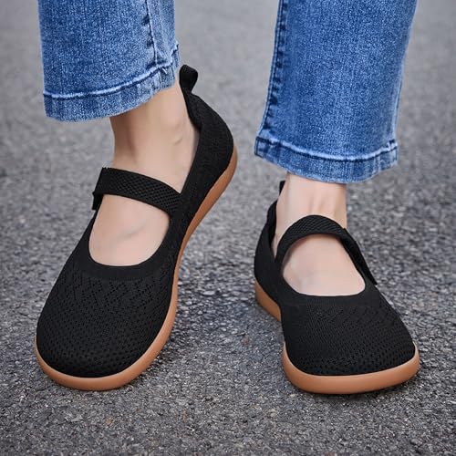 Barefoot Women’s Mary Jane Flats Black 7.5 Wide Toe Box Adjustable Straps