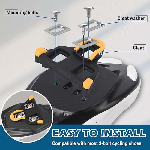 Yellow Road Bike Cleats Compatible with SPD-SL Pedals 4 Pack