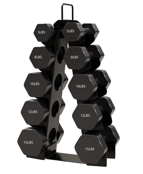 okugafit Dumbbell Rack Stand Only, 5 Tier Compact A-Frame Dumbbell Rack with Upgraded Handle