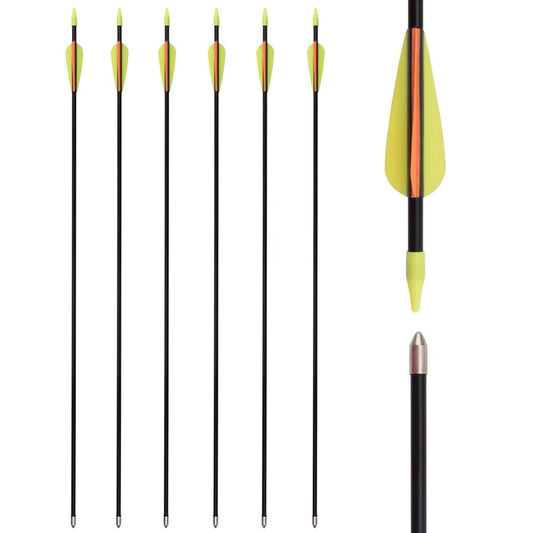 26 Inch Fiberglass Youth Arrows Archery Target Kids Recurve Bow Children Practice for Beginners Outdoor (Pack of 6)