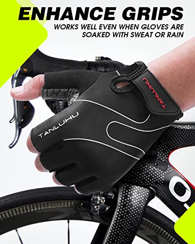 Black X-Large Cycling Gloves - Mountain Bike Half Finger Road Riding, Breathable Shock Absorbing