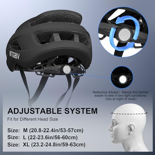 Adult Bike Helmet with Adjustable Fit and Matte Black XL - Certified Safety