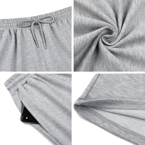 Women's Sweat Shorts Bermuda Long Athletic Casual Loose Shorts - Medium Grey+Black+Dark Grey