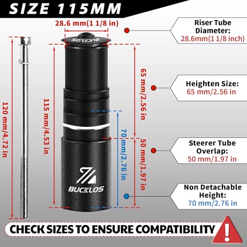 115mm Bike Stem Riser Extender for MTB 1-1/8 inch Handlebar Fork