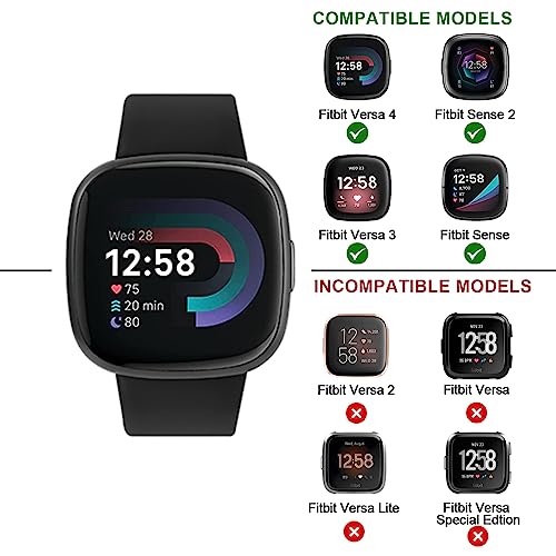 6 Pack Fitbit Versa & Sense Watch Bands - Black, Navy Blue, Gray, Dark Purple, Wine Red, Cactus Large