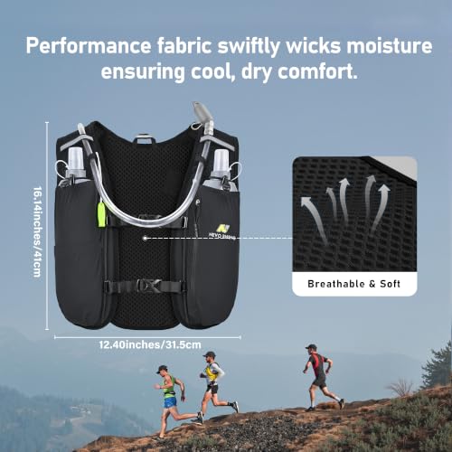 N NEVO RHINO 5L Running Hydration Vest Pack with 1.5L Water Bladder - Black
