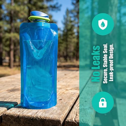 Colorful 4-Pack Collapsible Water Bottles 20oz - Leakproof & Portable for Travel, Hiking, Sports