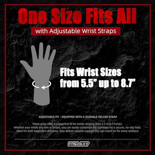 Frelaxy Black Wrist Straps for Weightlifting - One Size, Deadlifts Grip Support