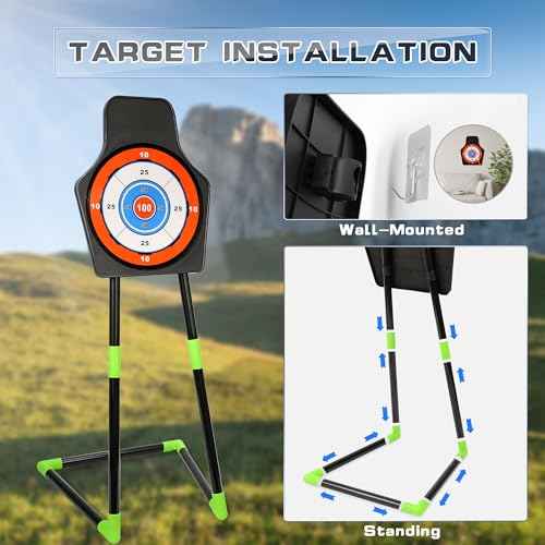 Bow and Arrow Set for Kids, 2-Pack LED Light Up Archery Set with 20 Suction Cup Arrows, Indoor and Outdoor Toy for Boys Girls Age 4-8 8-12 with Standing Target&2 Quivers, Birthday Gift 3-12 Years Old