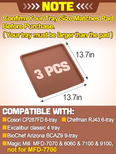3Pcs Silicone Food Dehydrator Sheets with Edge - Non-Stick Tray Liners