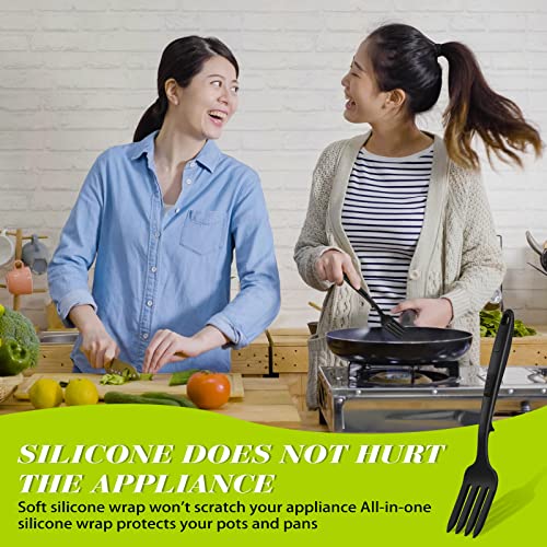 Mixweer Silicone Cooking Forks 2 Pack Heat Resistant 11.6 Inches Red & Black