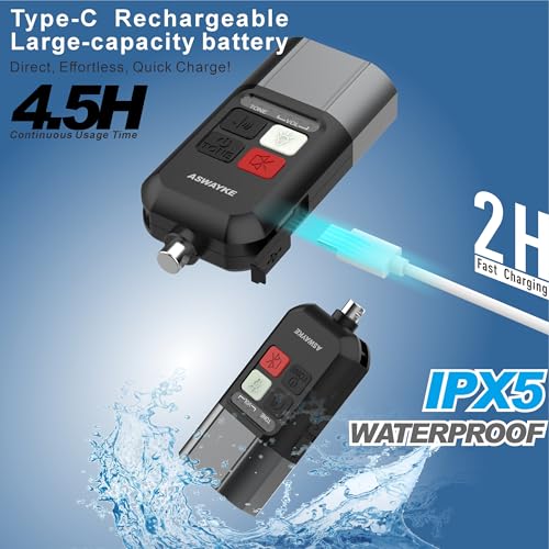 Black Rechargeable Electronic Whistle with LED Flashlight & Bear Horn - 125dB Loud, 4-Level Volume, IPX5 Waterproof