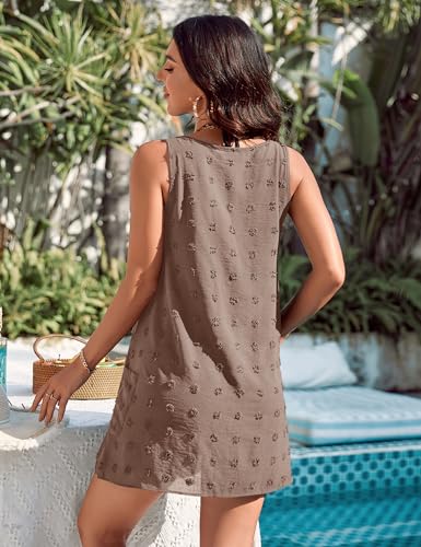 Blooming Jelly Women's Polka Dot Swimsuit Coverup Bathing Suit Cover Up Large Deep Brown