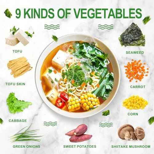 15oz Dehydrated Ramen Toppings Mix with Freeze-Dried Tofu ? 9 Dried Veggies Including Seaweed, Cabbage, Corn ? High Protein, Low Calorie, All-Natural Ramen Mix ? Emergency Food & Camping Meal