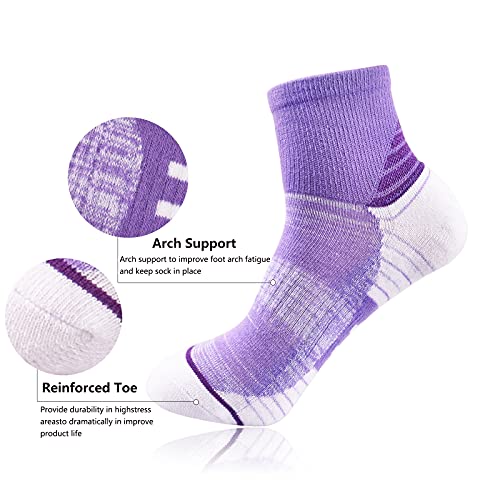Women's Athletic Ankle Socks 5-9 / Multicolor Cushioned Quarter Socks