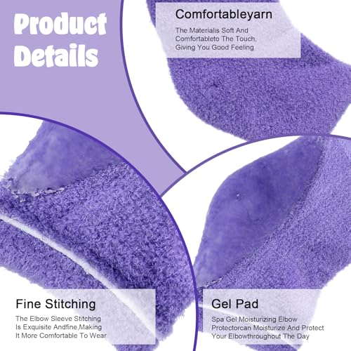Elbow Moisturizing Sleeve for Dry Skin Relief - 2 Pairs, Blue & Purple