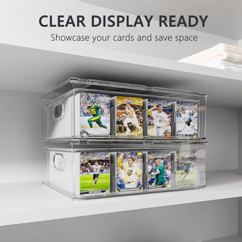 Large Clear Trading Card Storage Box with Drawer - Holds 3200 Cards, Organizer for Collectibles - Variation 1
