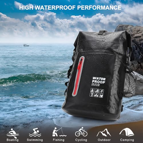 Black Waterproof Floating Backpack for Kayaking & Beach Activities