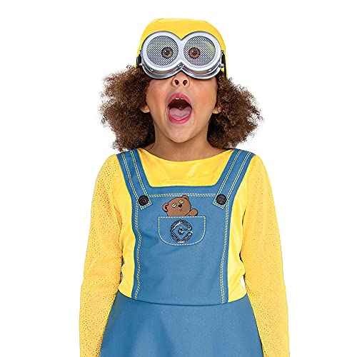 Bob Minion Girl Costume for Kids, Official Minion Outfit with Goggles and Hat