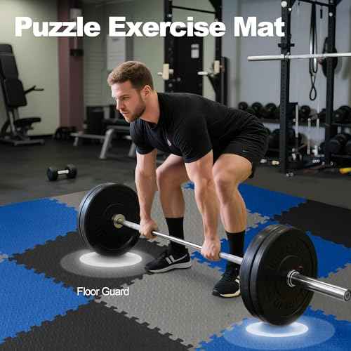 Fitvids Puzzle Exercise Gym Flooring Mat, 3/4" Thick High-Density EVA Interlocking Tiles, Workout Mat for Home Gym, Fitness Equipment, MMA, Gymnastics, 24-Piece Shock-Absorbing Exercise Mat (96 Sq Ft)